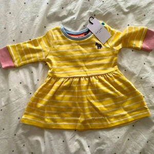 [Paul Smith Junior] NWT Baby Girls 0-3 Months Yellow and White Stripe Dress